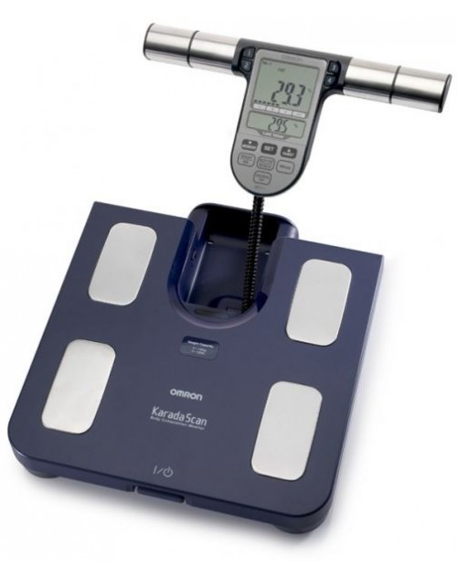جهاز اومرون الالكترونى لقياس وزن الجسم ,وكميه الدهون بالجسم والبطن لون ازرق 