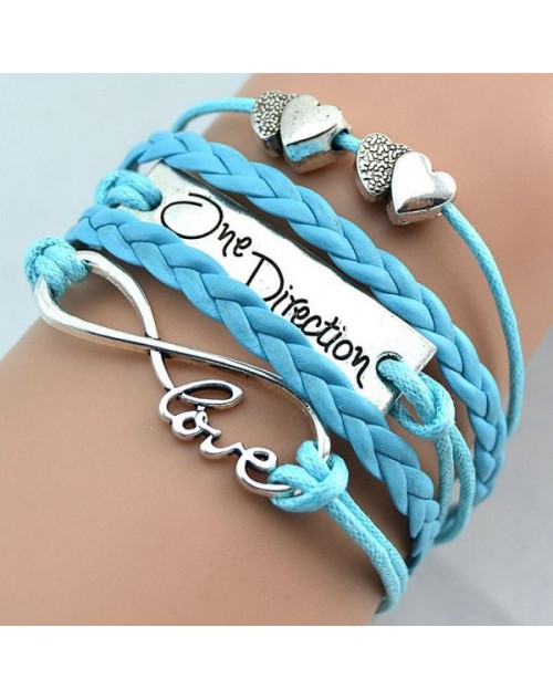 Light Blue Fashion infinity love one direction double heart bracelet