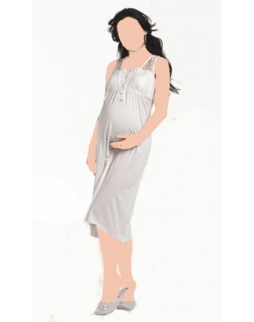 لباس نوم تركي أبيض مريح للحامل والمرضع مقاس سمول