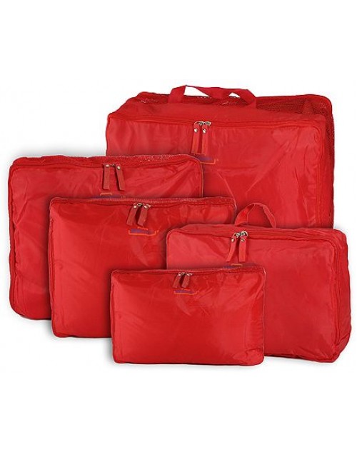 5-piece Travel Bag Organizer Set - Red
