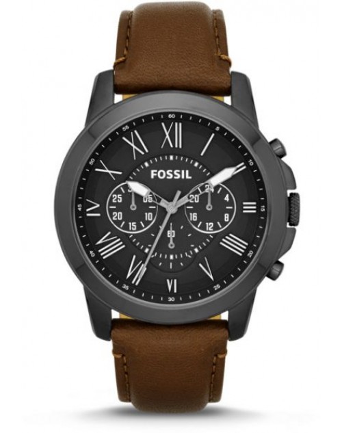 ساعة غرانت التناظرية بحزام جلدي من فوسيل- FS4885